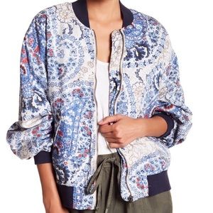 Free People Paisley Bomber Jacket